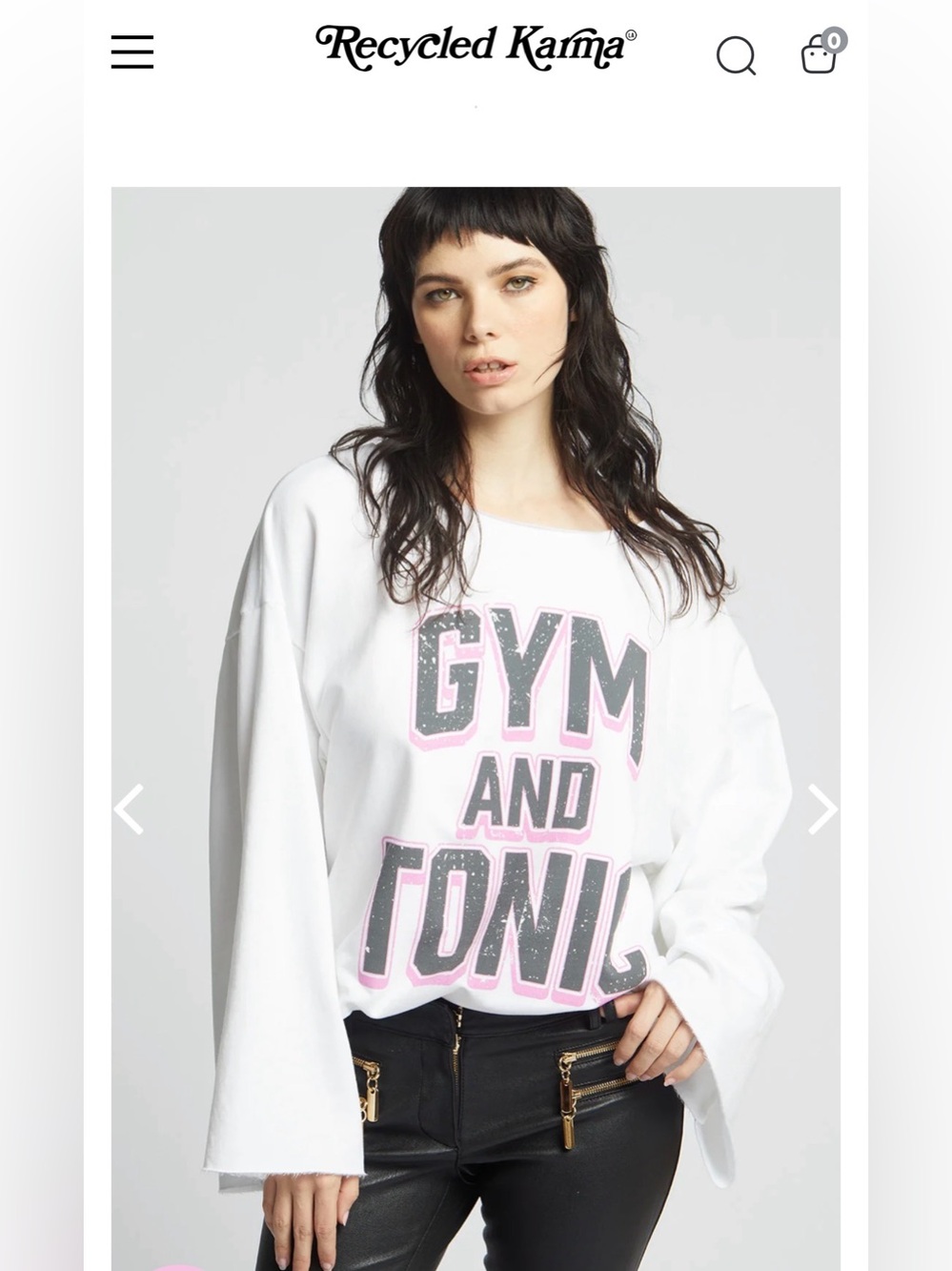 Recycled Karma GYM & Tonic Bell sleeve Top- New